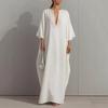 European and American V-Neck Loose Long Robe: Elegant Women's Kaftan Dress with New Style Print