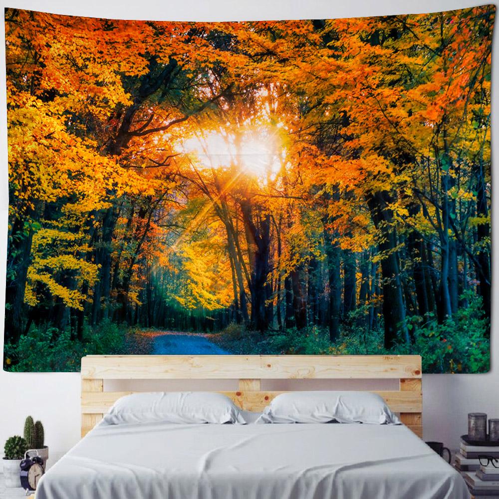 Beautiful Forest Tapestry Mist Jungle Landscape Wall Hanging Bohemian Fabric Decorative Carpet Home Room Background Poster