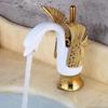 Golden Swan Bathroom Basin Faucet Bathtub Faucet New Design Swan Faucet Copper Gold Faucet Hot and Cold Faucet