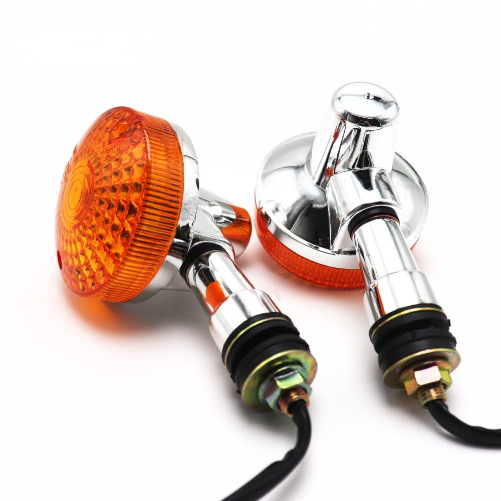 One+lifestyle Motorcycle Turn Signals, Large Turn Signals, Set of 4, Universal GS, Old Car, Cafe Racer, European (Orange)
