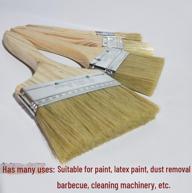 Waterdichte Bruine Borstel met Houten Handvat: Zachte Borstelharen voor Verf, Stofverwijdering, Schoonmaken, BBQ, Bootvegen en Verdikkingsklussen.
