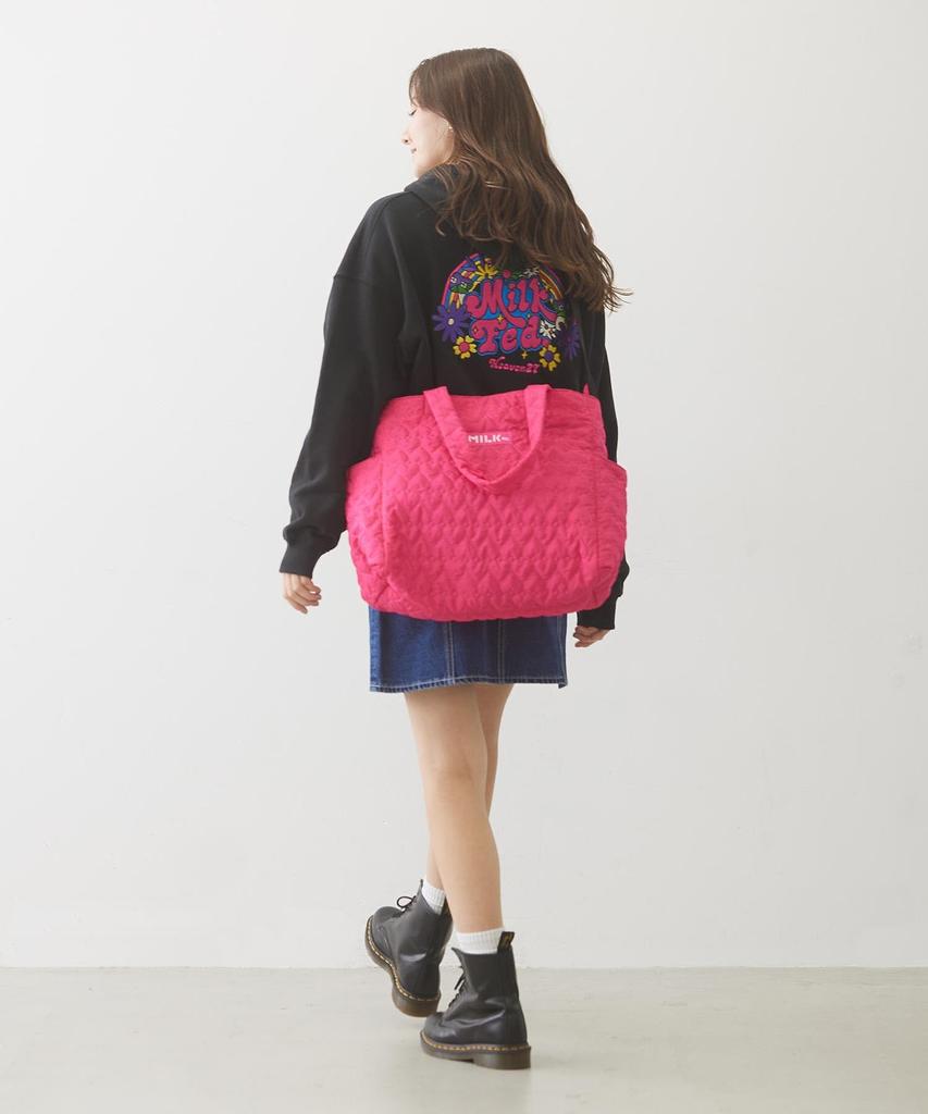Heart Quilted 2-Way Tote 103244053001 Pink One Size