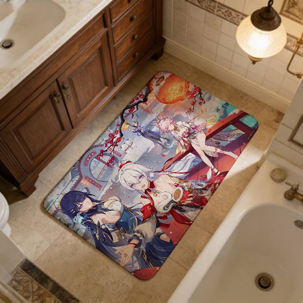 Honkai Impact Game Hallway Carpet Non-Slip Laundry Room Mat Laundry Decor Balcony Child Living Room Bedside Area Rugs