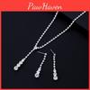Trendy Bridal Jewelry Set With Water Diamond Necklace And Earrings Geometric Design Electroplated Factory Direct