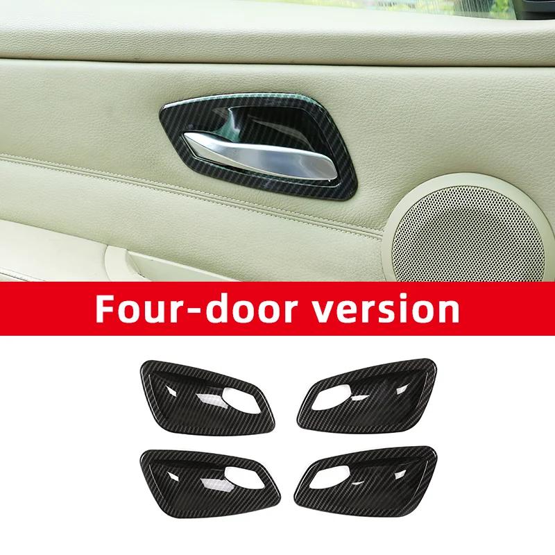 4 Bucăți Textură Fibra de Carbon Capac Ornament Bol Mâner Interior Ușă Potrivit pentru BMW Seria 3 E90 2005 2006 2007 2008 2009 2010 2011 2012
