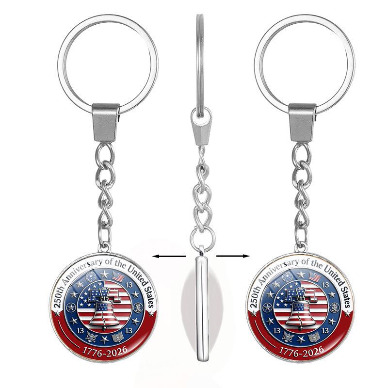 250th US Independence Day Rotating Alloy Keychain Gift