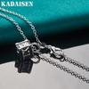 Fine 925 Sterling Silver Roman Square 16-30 Inch Pendant Necklace for Women Wedding Party Fashion Charm Jewelry