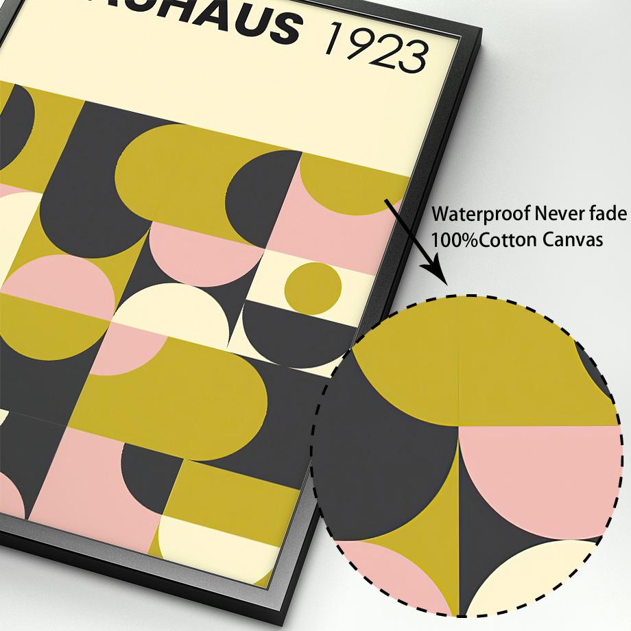 Výstava Bauhaus Geometric Retro Nástěnná umělecká reprodukce Malba na plátně Severské plakátové nástěnné obrazy poloviny století pro výzdobu obývacího pokoje
