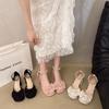 Fashion versatile one-word skirt single shoes fairy summer new 2025 wind with bag head sandals female bow