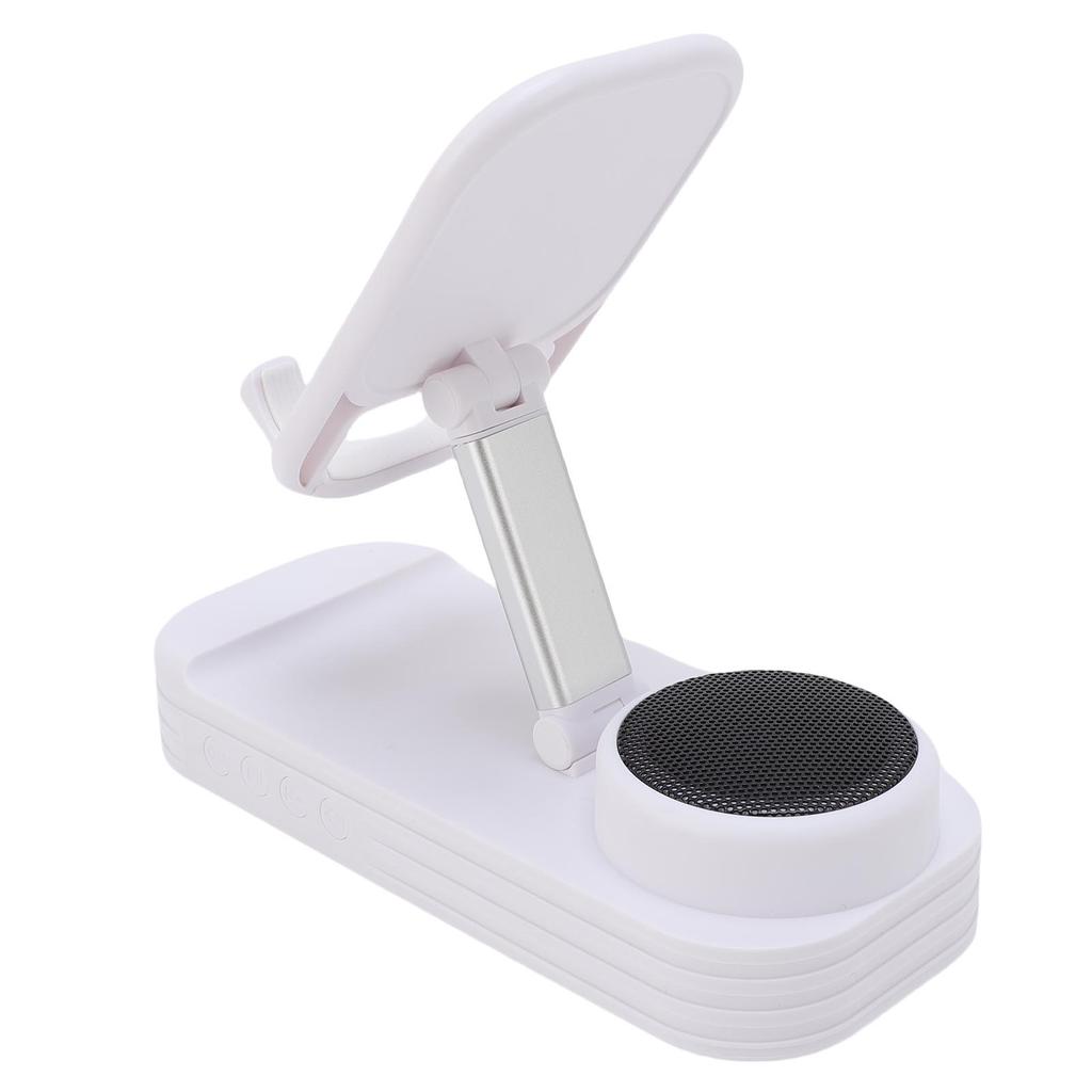 Suport pentru telefon mobil cu difuzor Bluetooth wireless, suport pentru telefon cu sunet HD, pliabil pentru uz casnic, alb