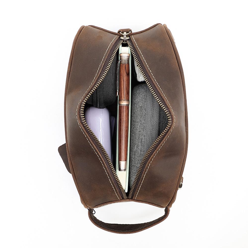 Men's Genuine Leather Clutch & Wash Bag - High-End Retro Design