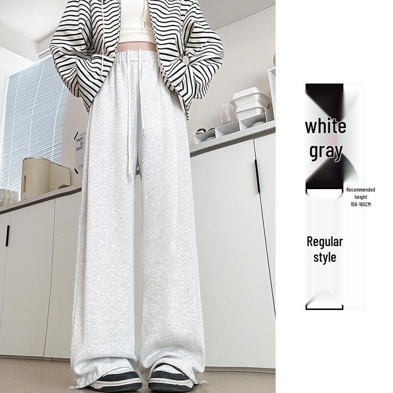 Douyin Mamba Cotton High-Waisted Wide-Leg Sweatpants for Women - 2024 Autumn/Winter Collection