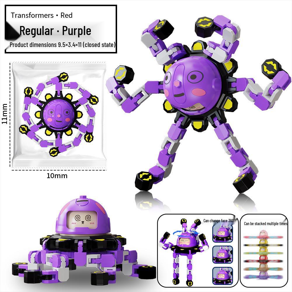 Douyin Luminous Mechanical Deformation Spinning Top for Kids