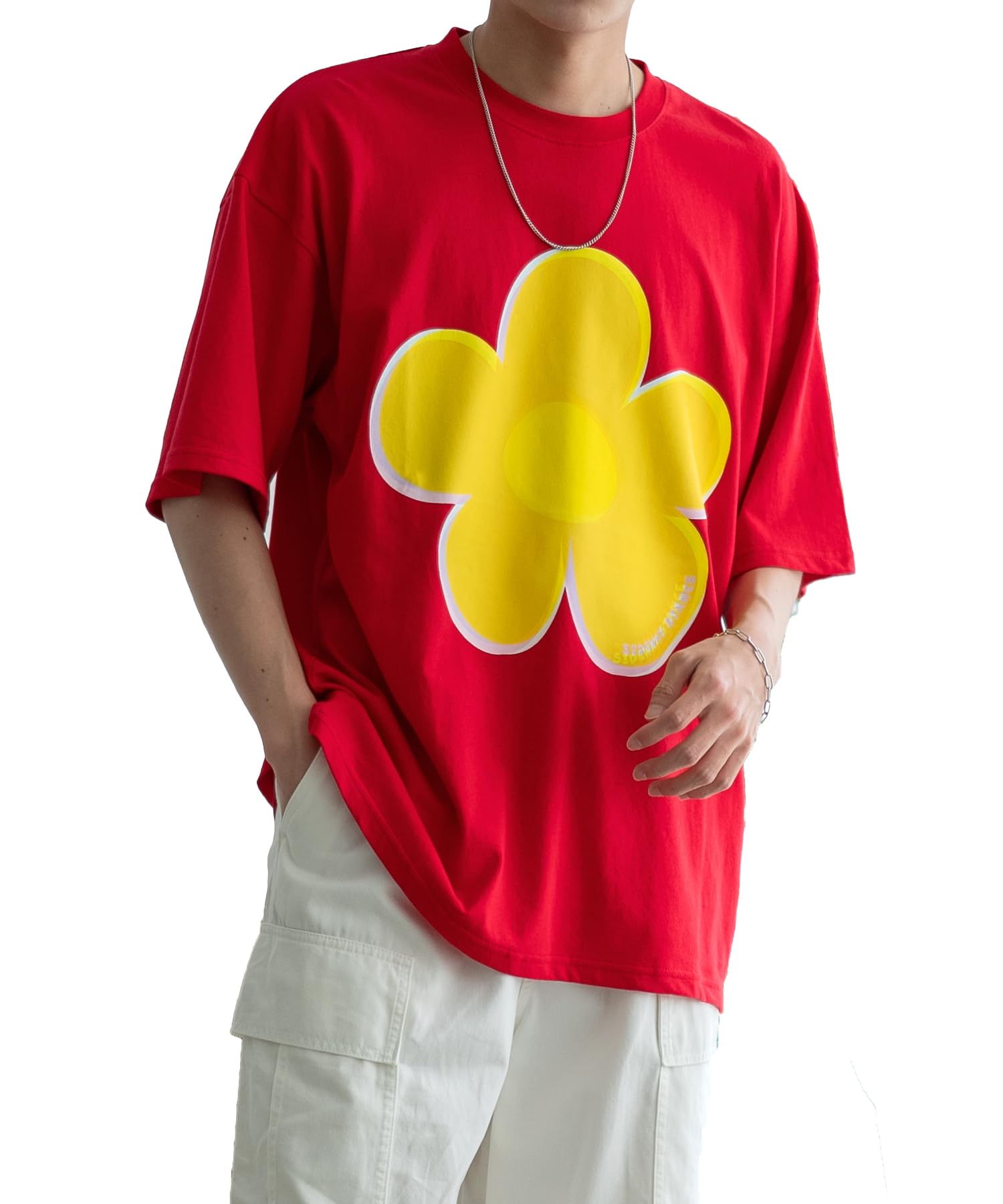 

IMPROMES Casual SIDEWAYSTANCE Mosaic Flower Short Sleeve T-Shirt, Men s, Red