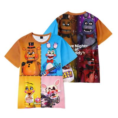 Five Nights At Freddy's 3D-tryckt T-shirt för Kvinnor Män Kortärmade Toppar Tecknad Tryck T-shirts Söta Sommar Unisex Kläder