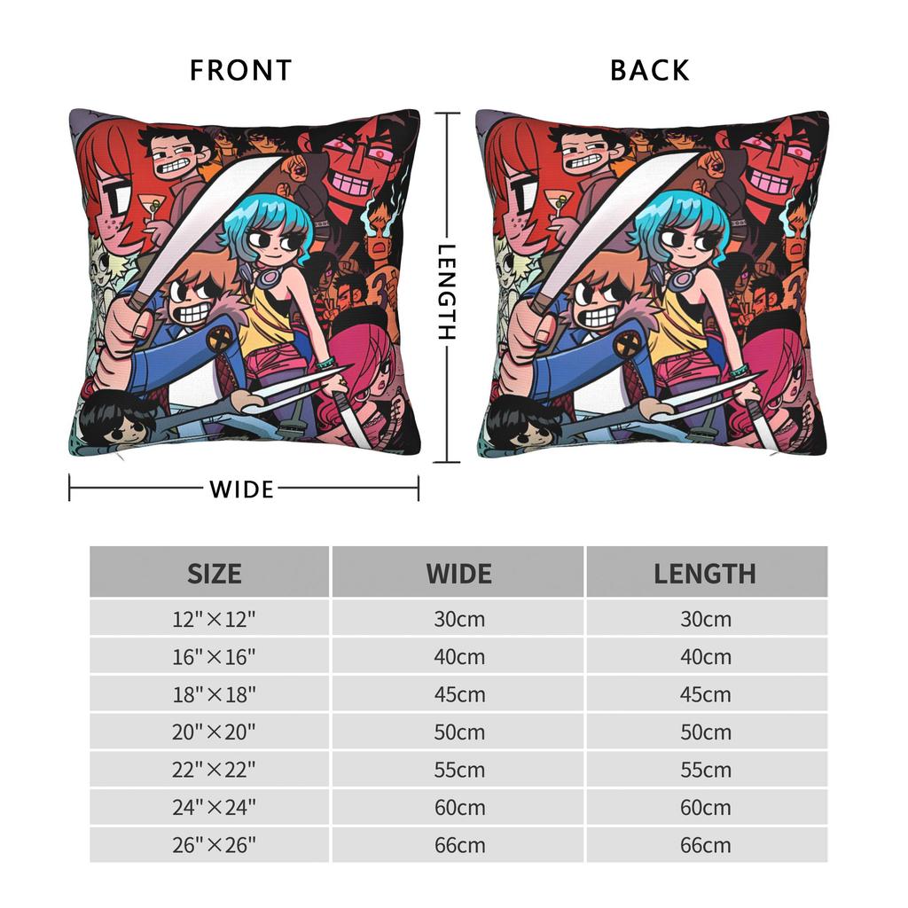 Scott Pilgrim Group Battle Pillow Case Square Pillow Cover Cute Funny Cushion Cover For Sofa Bedroom Home Decor