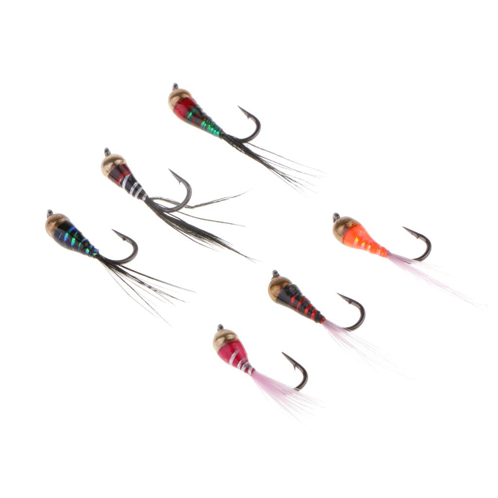 6pcs Brass Bead Head Epoxy Nymph Fast Sinking Fly Fishing Trout