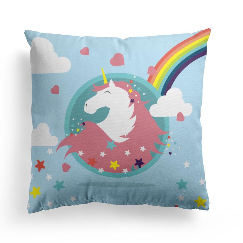 New Unicorn Cushion Cover Hot Polyester Cartoon Unicorn Pillowcase Kids Room Decoration Sofa Couch Throw Pillow Cover Decorative