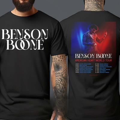 Crew Neck T - Shirt with Music Event Creative - Inspired Graphic Featuring 2025 Benson Boone World Tour Art for Fans