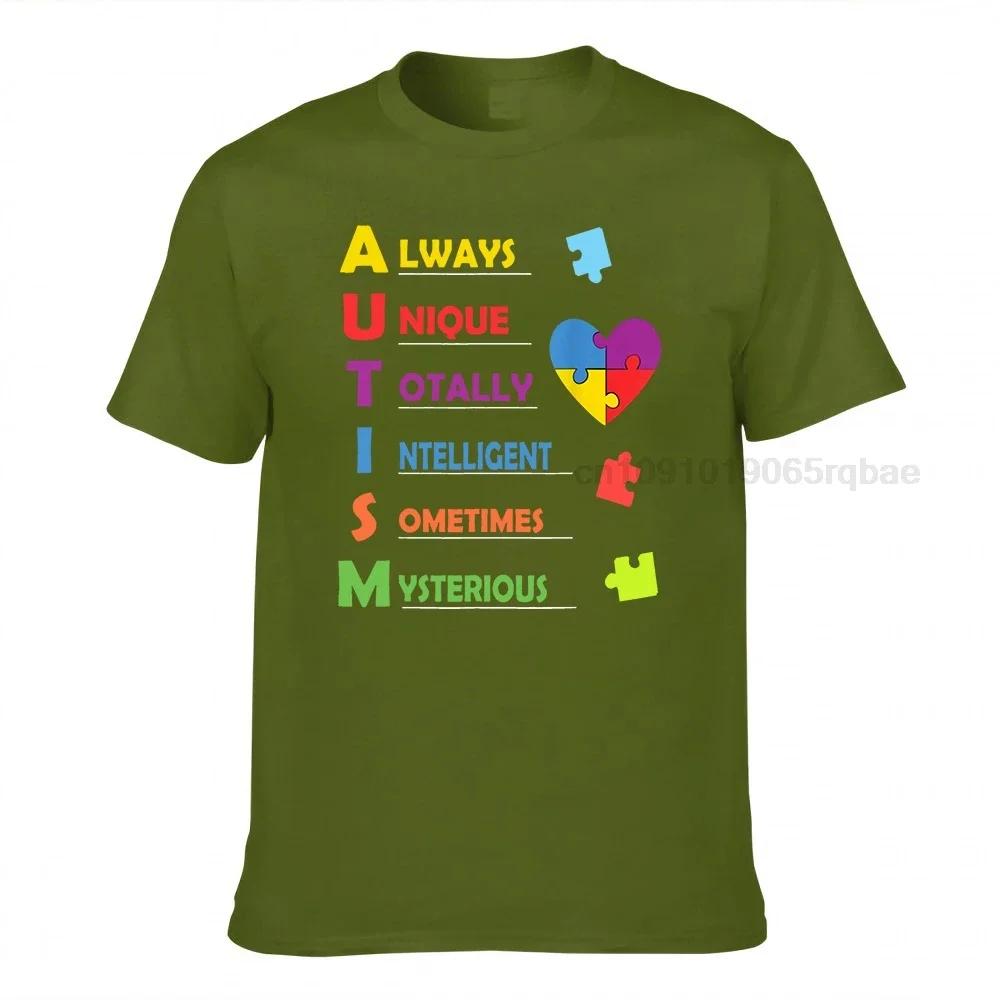 Autism Awareness Autism Acronym And Puzzle Piece Tshirt Cotton Unisexs T Shirt Printed On T Shirt Coupons Party