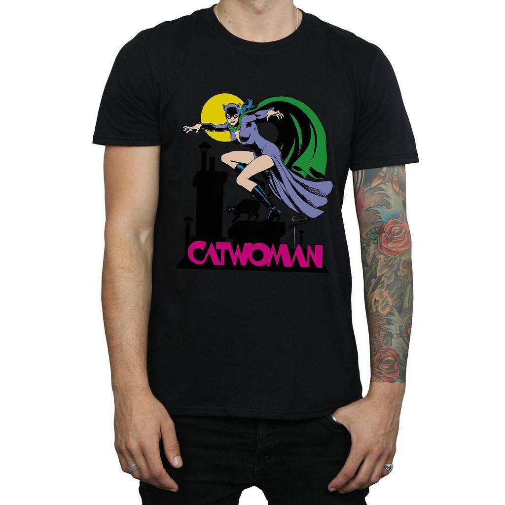 DC Comics Herren Catwoman Text Logo T-Shirt