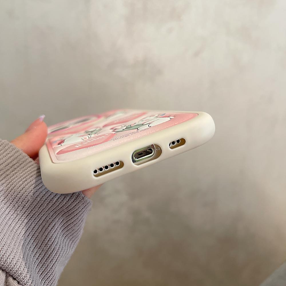 Cute Rabbit Lovely Bunny Shockproof Bumper Phone Case For Iphone 14 Pro Max 11 12 13 Pro Max Cartoon Flower Soft Back Cover Case