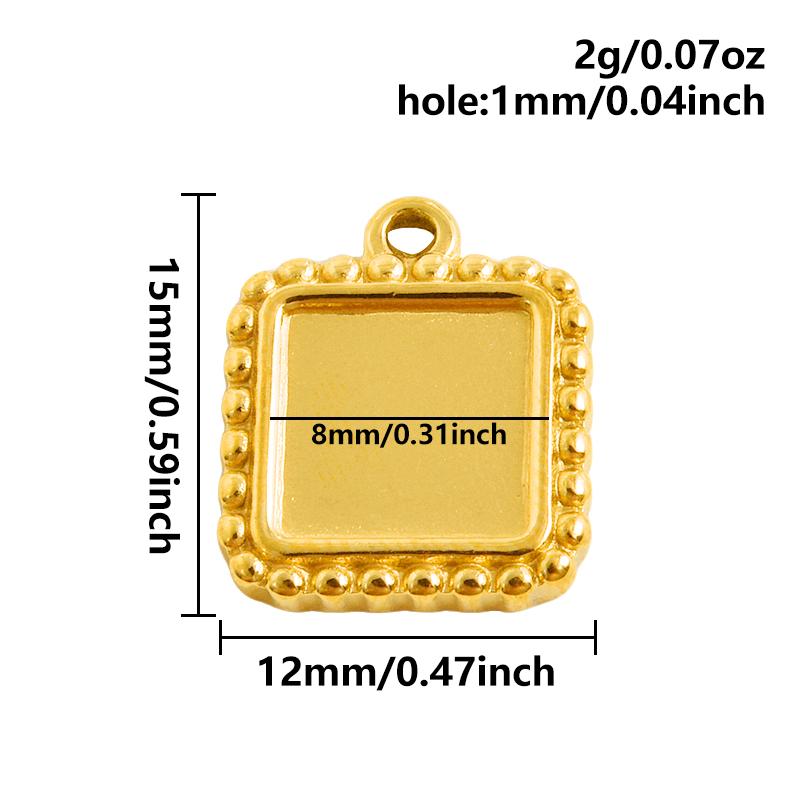 6 Stück Herz Quadrat Wassertropfen Oval Cabochon Basis Fassung Anhänger Edelstahl Charms Für Schmuckherstellung Großhandel DIY Materialien