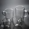 Double Wall Glass Coffee Mugs Milk Mug with Handle Cappuccino Latte Hot Drink Classic Coffee Glass Set Heat Cold Resistant Glass