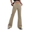 Women's Wide Leg Cargo Pants Flare Pants For Women Double Button Mid Waist Pants Trendy Fashion Casual Pants