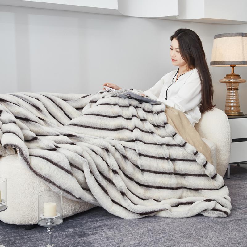 Maillard Faux Rabbit Fur Keep Warm Blanket Autumn Winter High-end Thick Comfortable Bed Blanket for Throw Soft Fluffy Sofa Cover