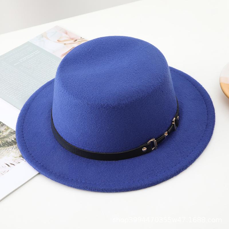 Autumn and Winter New Retro British Style Flat Top Hat Couple Men and Women Gentleman Hat Stage Performance Small Brim Fashion Hat