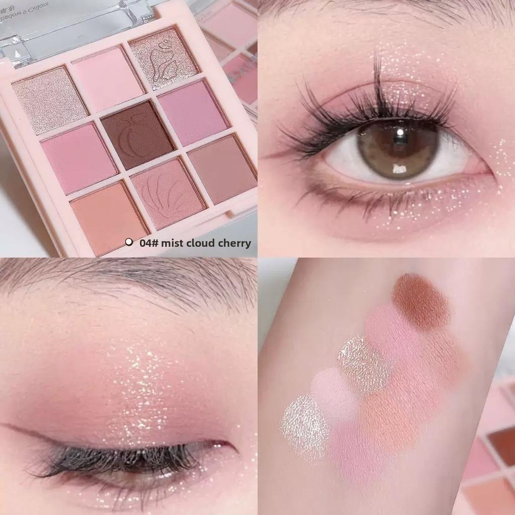 Nine-color Eyeshadow Disc, One Plate, Multi-purpose Earth Color Plain Makeup Nude Matte Pearlescent Fine Flash Student