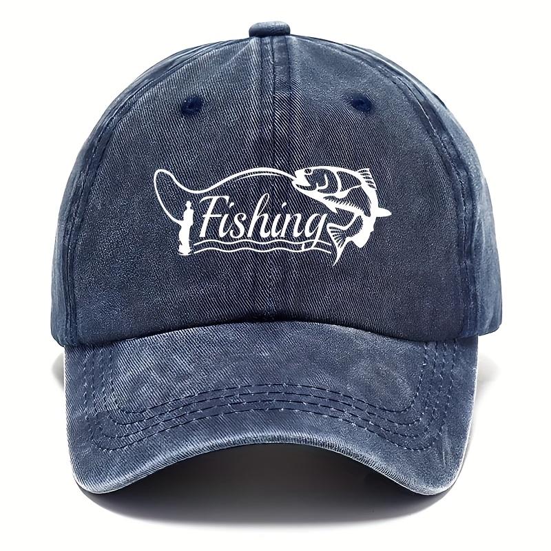 New Vintage Washed Baseball Cap with a Distressed Fishing Letter Print Adjustable Dad Hat Mixed Colors