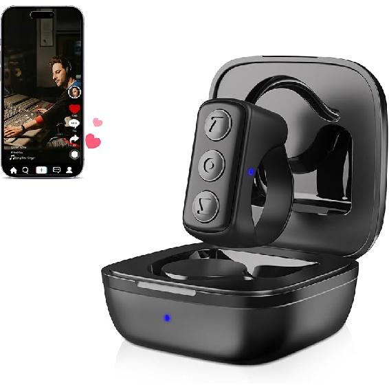TikTok Remote Control for TikTok, Remote Control for TikTok, TikTok Scrolling Ring for iPhone, iPad, iOS, Android, Black