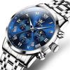 OLEVS Multifunction Men's Watch Stainless Steel Classic Quartz Analog Waterproof Date Luminous Fashion Timepiece