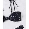 Dots Print Mini Swimwear Bikini Swimsuit Women's Halter Tube Top Bandage Thong Bikini Set Push Up Sexy Bathing Suits for Women
