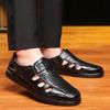 Men'S Leather Sandals In The Elderly Breathable Hole Shoes Non-Slip Hollow Father Shoes Men'S Cool Leather Shoes