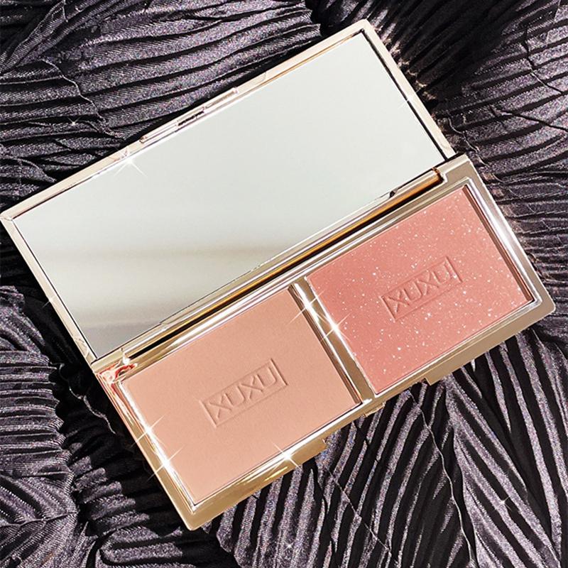 Natural&Matte Blush Palette Fine Powder Two-tone Peach Blush Palette Natural Rose Pink Red Rouge Face Cheek Easy To Apply