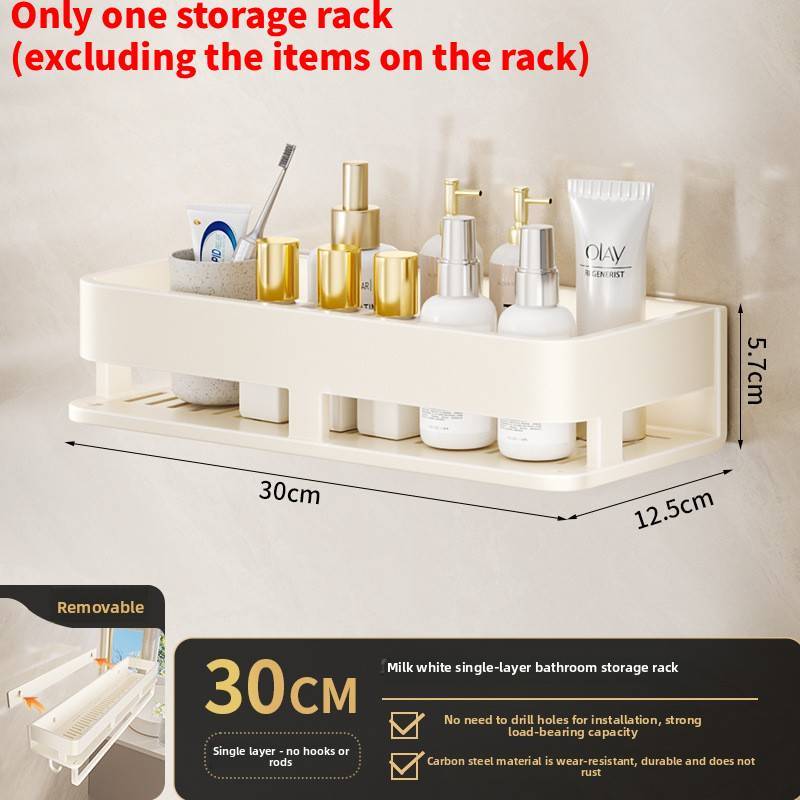 Modern Minimalist Bathroom Wall Shelf Iron Aluminum For Toilet Storage White 30cm