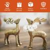 Golden Aluminium Christmas Reindeer Figurine Statue 2 Pcs | Reindeer Showpiece for Tabletop, Bookshelf, Desktop, Cabinets, (Jewellery Not Included)