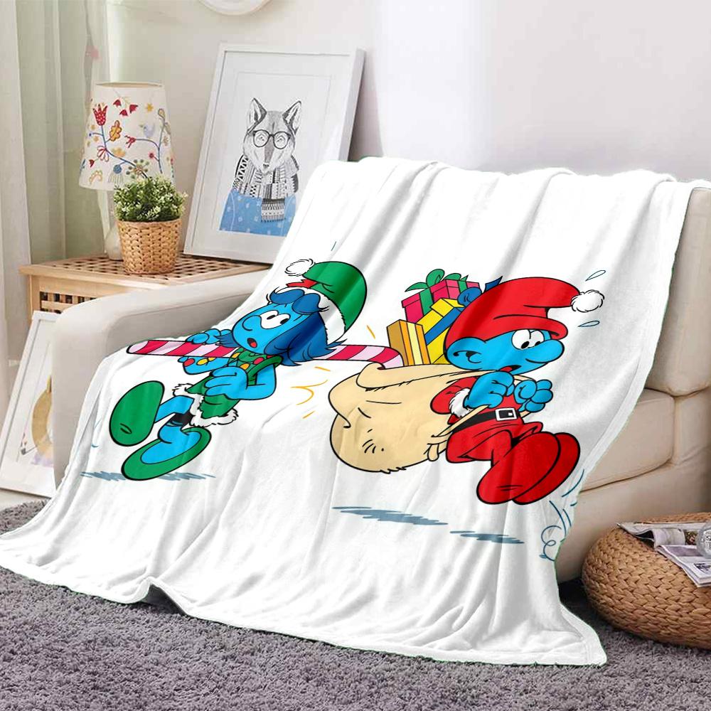 The Smurfs Flannel Blanket, High quality Comfortable for All Seasons, Home Decor, Warmth and Comfort