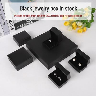 Black Right Angle Flip-top Jewelry Gift Box - Ring & Earring Packaging with Logo Printing