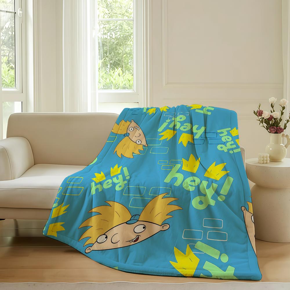 

Cartoon funny H-Hey A-Arnold Blanket For Sofa Office Bed Plane Travel Sleep Read Relax Camping Soft And Warm 30x40in