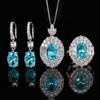 Jewelry Copper Bottom Gold-Plated Simulation Aquamarine Set Retro Creative Jewelry Set Main Stone 8 * 12