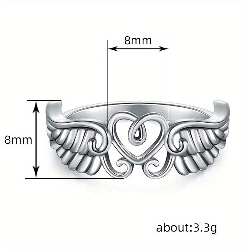 1pc Retro Angel Wing Heart Ring, Creative Ring, Mother's Day Gift Jewelry