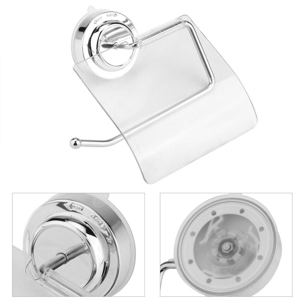 Edelstahl Kunststoff Toilettenpapierhalter Edelstahl Saugnapf Toilettenpapierhalter Wasserdicht Silber Transparent