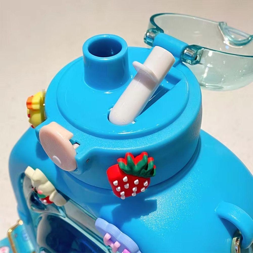 Auslaufsichere Tragbare Trinkflasche Mit Strohhalm Bär Plastikbecher Flasche Kinder Wasserbecher mit Auslauf Schule