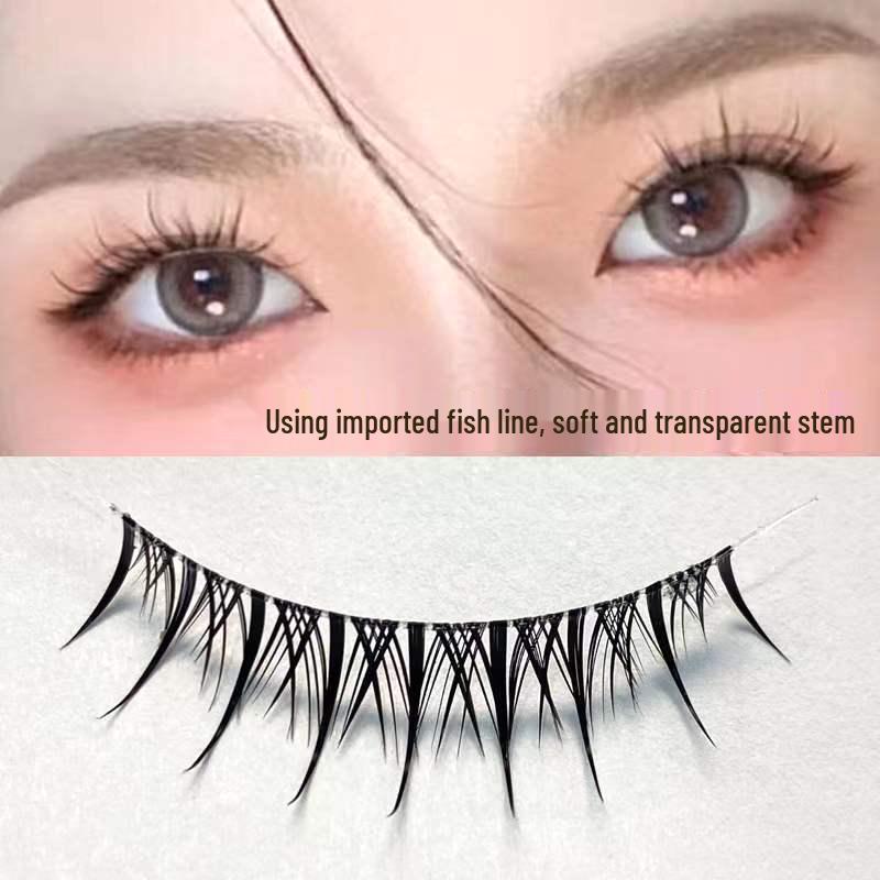 Chic Manga Lashes: Lightweight Fish Silk False Eyelashes with Transparent Stem for Flawless Eye-Corner Curling