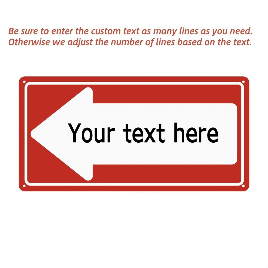Custom Text Red Left Arrow Aluminum Sign Personalized Direction Plaque Home Decor