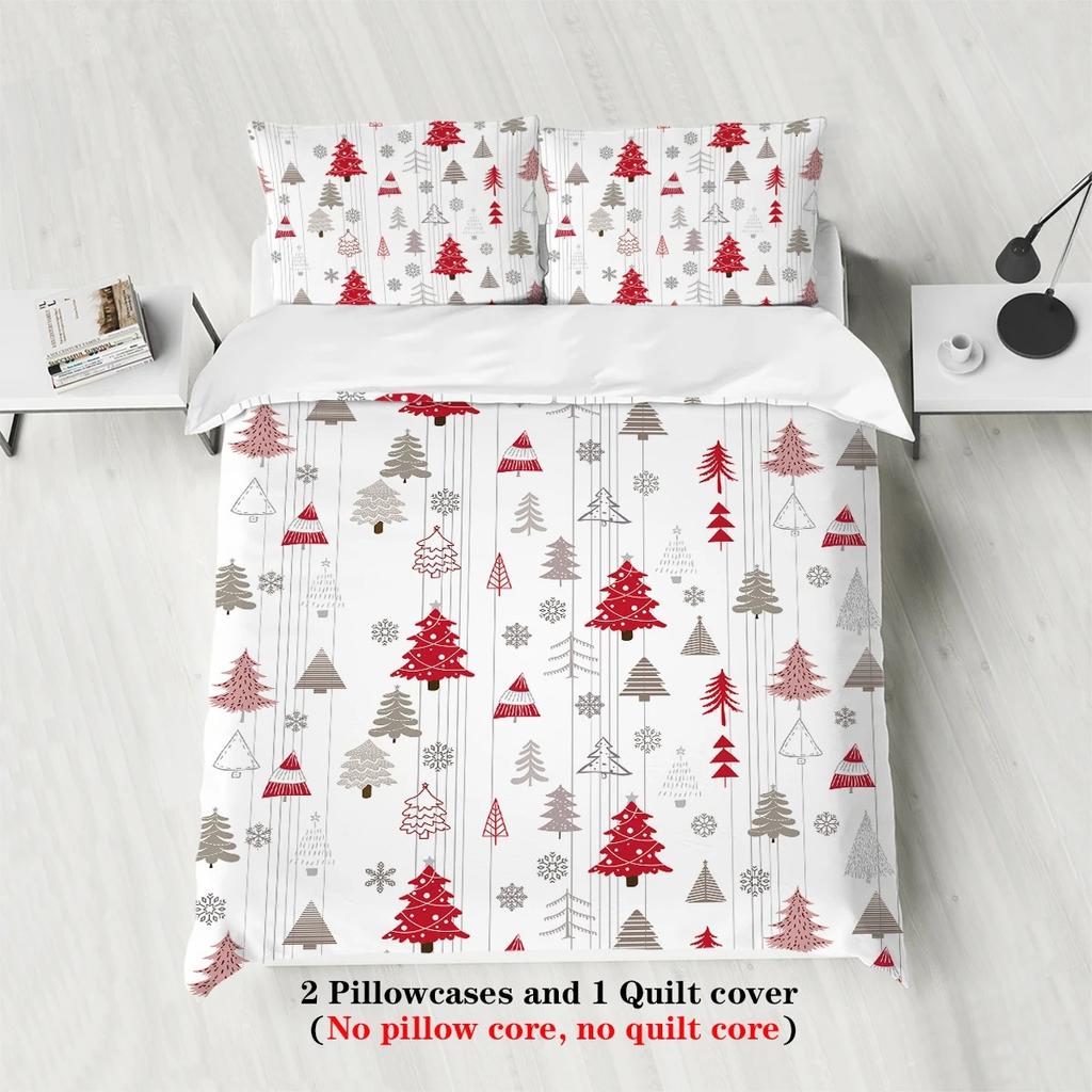 Christmas themed tree duvet coverpattern print (with pillowcase) comfortable bedding set Warm Breathable cover set decor